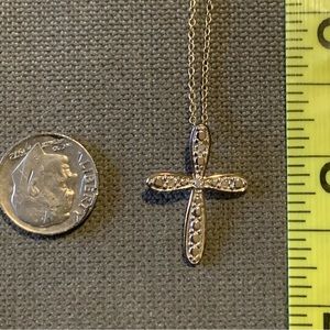 18kt Over Sterling Silver - Cross Pendant Necklace With Diamond Accent